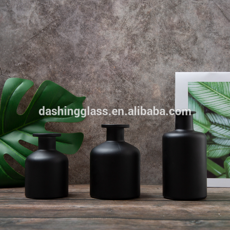 Frosted Matte Black Reed Diffuser Glass Bottle Aroma Diffuser Bottle with Cap
