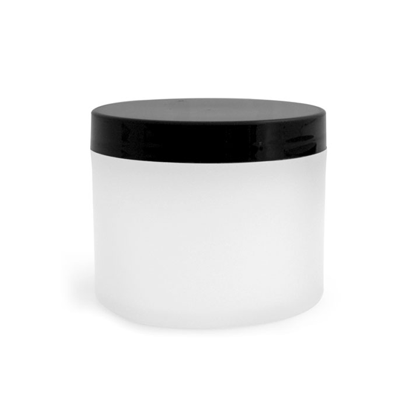 Frosted Natural Thick Wall Polypropylene Jars with Black Smooth Plastic Cap frosted candle jars