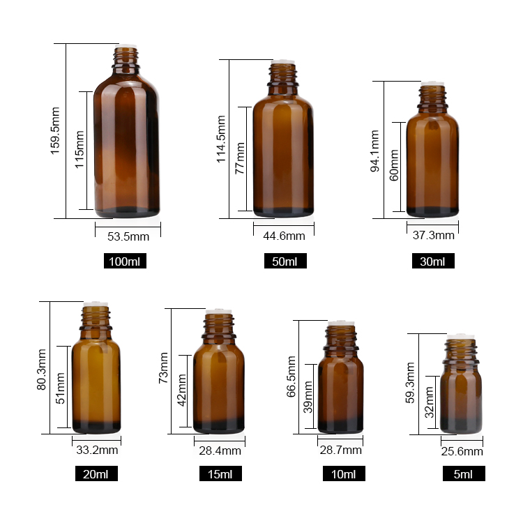 Frosted amber 10ml 30ml euro dropper essential oil bottle for skin care with screw cap