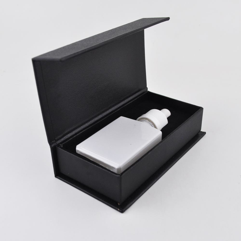 Frosted black 30ml square essential oil bottle cosmetic dropper bottle with box