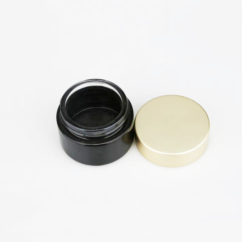 Frosted black Empty 20g 30g 50g glass jar with shiny gold aluminum cap frosted glass cosmetic jar for essential oil eye cream