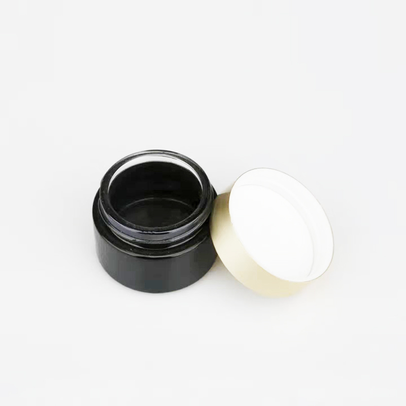Frosted black Empty 20g 30g 50g glass jar with shiny gold aluminum cap frosted glass cosmetic jar for essential oil eye cream