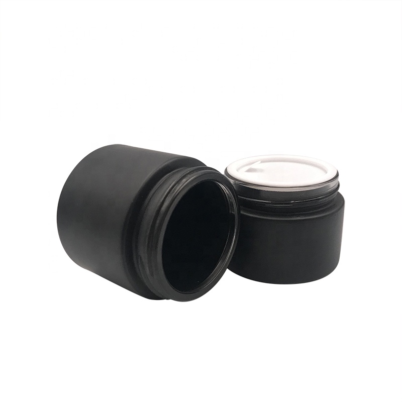 Frosted black round shaped 5g 10g 15g 20g 30g 50g 100g facial emulsion glass eye cream jar with gasket