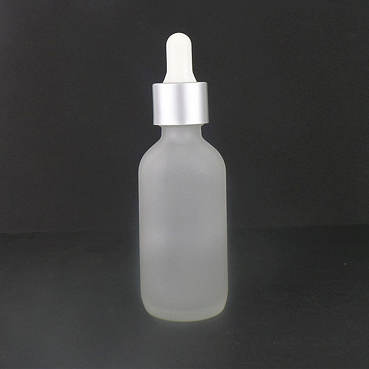 Frosted bouteille en verre boston round clear glass dropper bottle with childproof caps