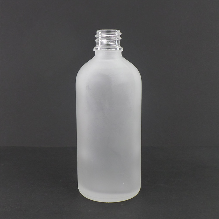 Frosted bouteille en verre boston round clear glass dropper bottle with childproof caps
