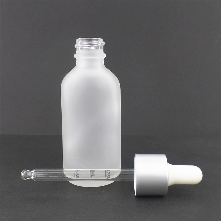 Frosted bouteille en verre boston round clear glass dropper bottle with childproof caps