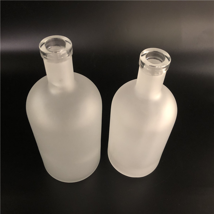 Frosted empty glass wine bottle whisky bottle beverage bottle with cork