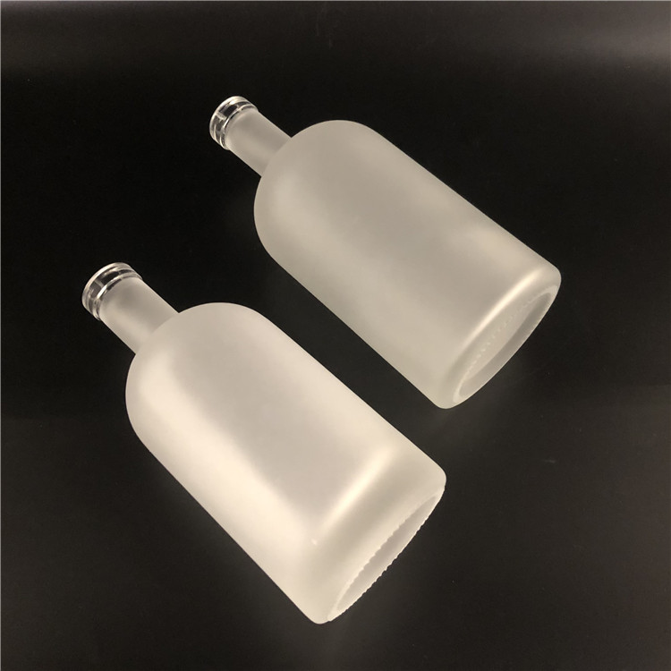 Frosted empty glass wine bottle whisky bottle beverage bottle with cork