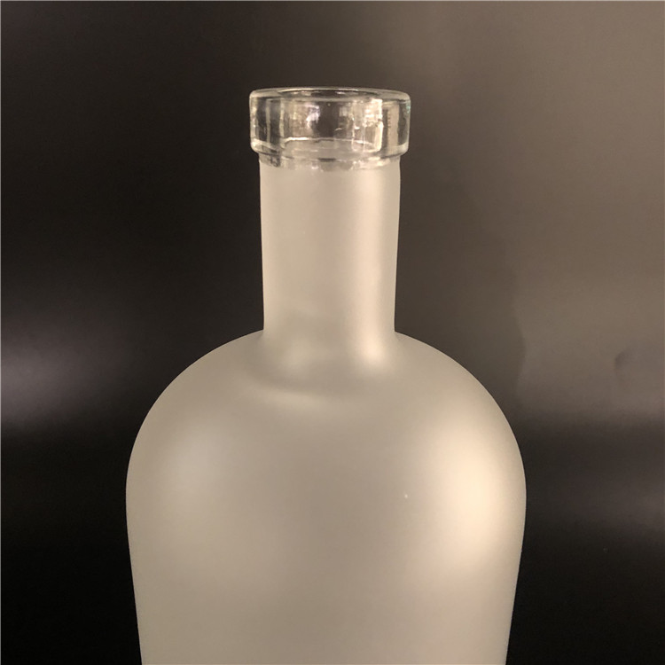 Frosted empty glass wine bottle whisky bottle beverage bottle with cork