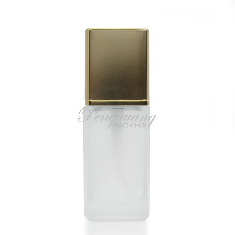 Frosted foundation glass bottle/ 30ml cosmetic liquid foundation bottle with gold pump