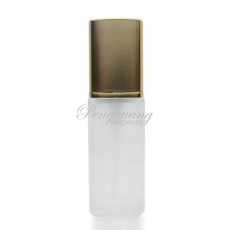 Frosted foundation glass bottle/ 30ml cosmetic liquid foundation bottle with gold pump