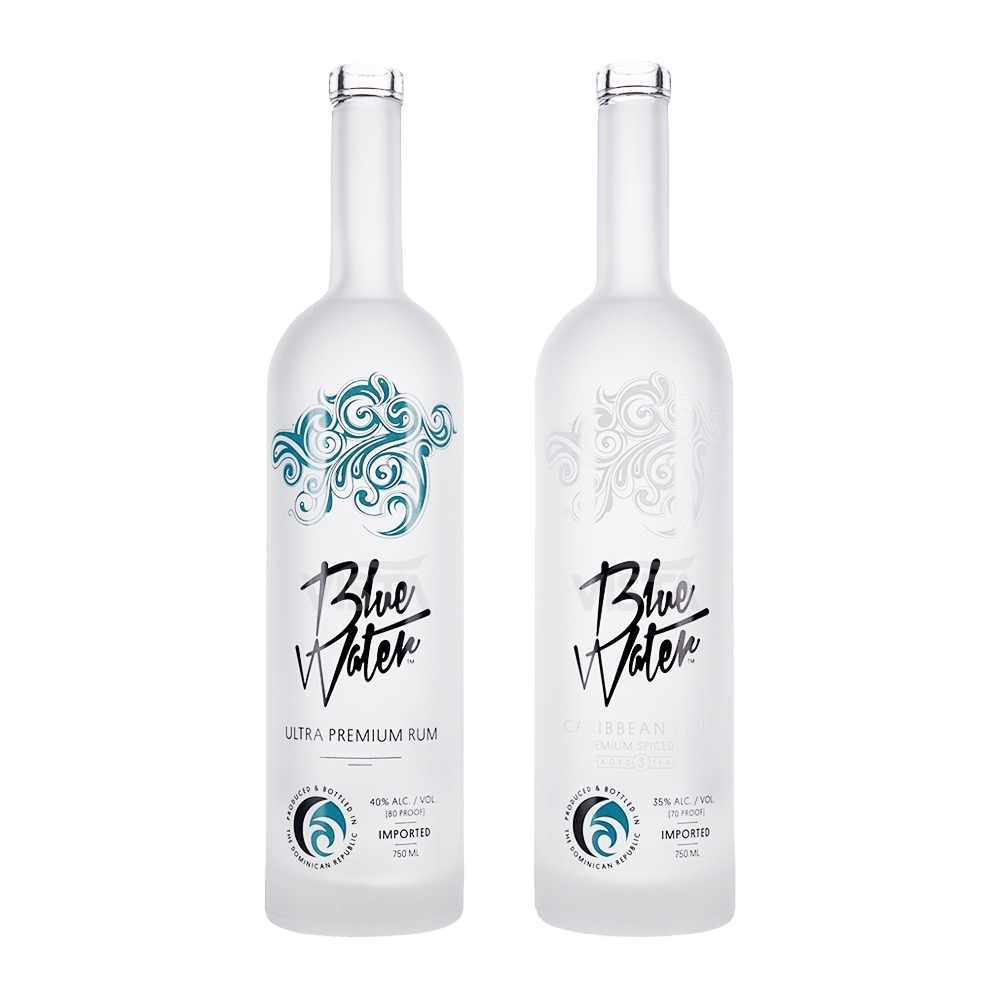Frosted glass bottle vodka liquor and beverage glass bottle liquor