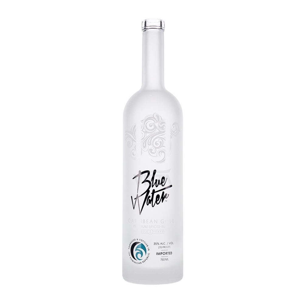 Frosted glass bottle vodka liquor and beverage glass bottle liquor