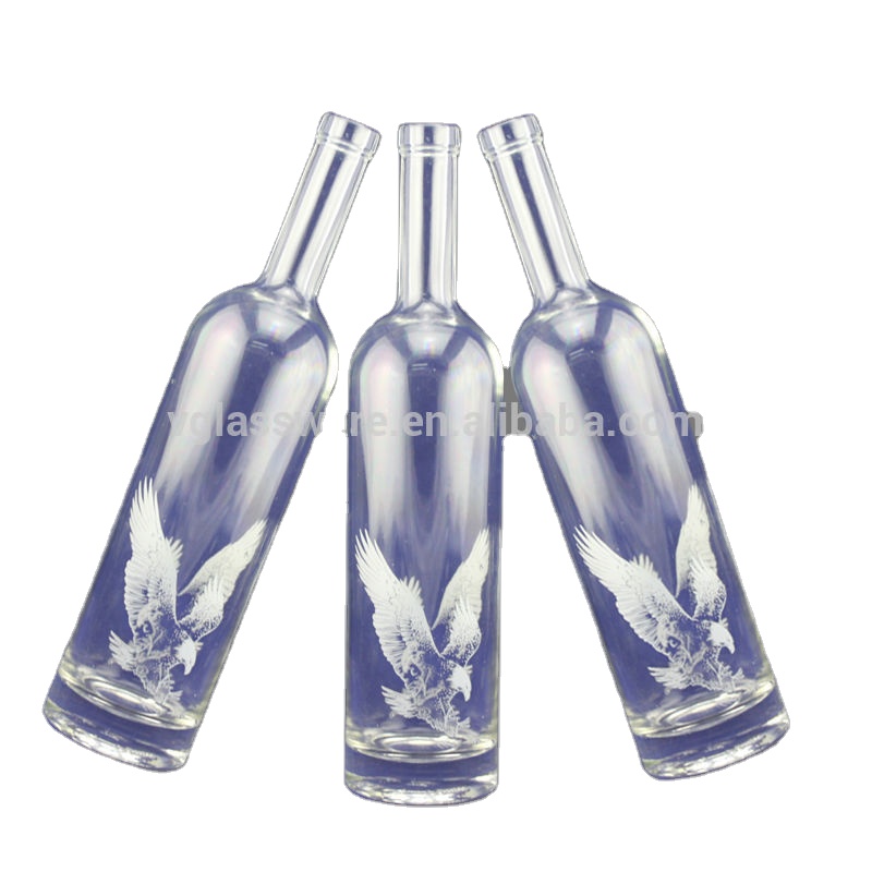 Frosted glass bottle vodka liquor and beverage glass bottle liquor