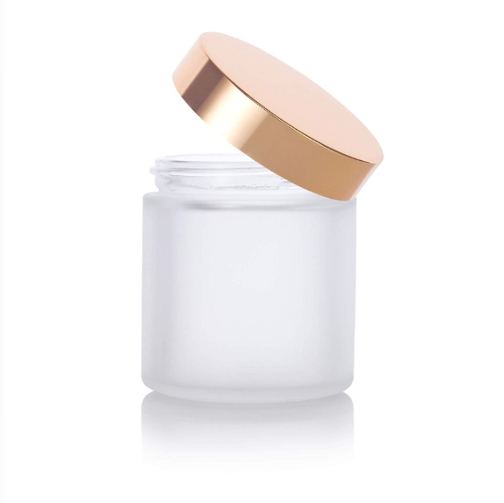 Frosted glass cosmetic jar for powder with silver cap 4oz 120ml