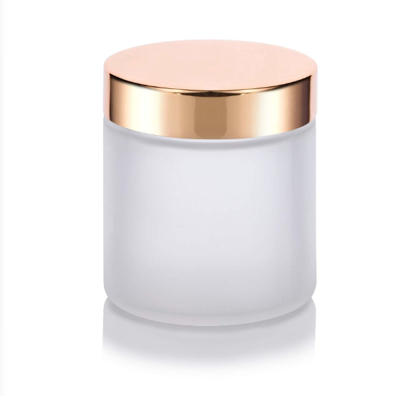 Frosted glass cosmetic jar for powder with silver cap 4oz 120ml