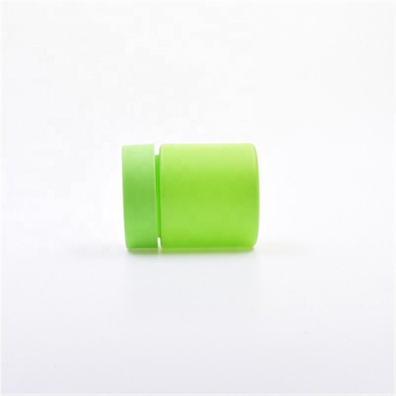 Frosted  green 1oz 2oz 3oz 4oz round air tight wide mouth weed containers cbd hemp flower child resistant glass jar with caps