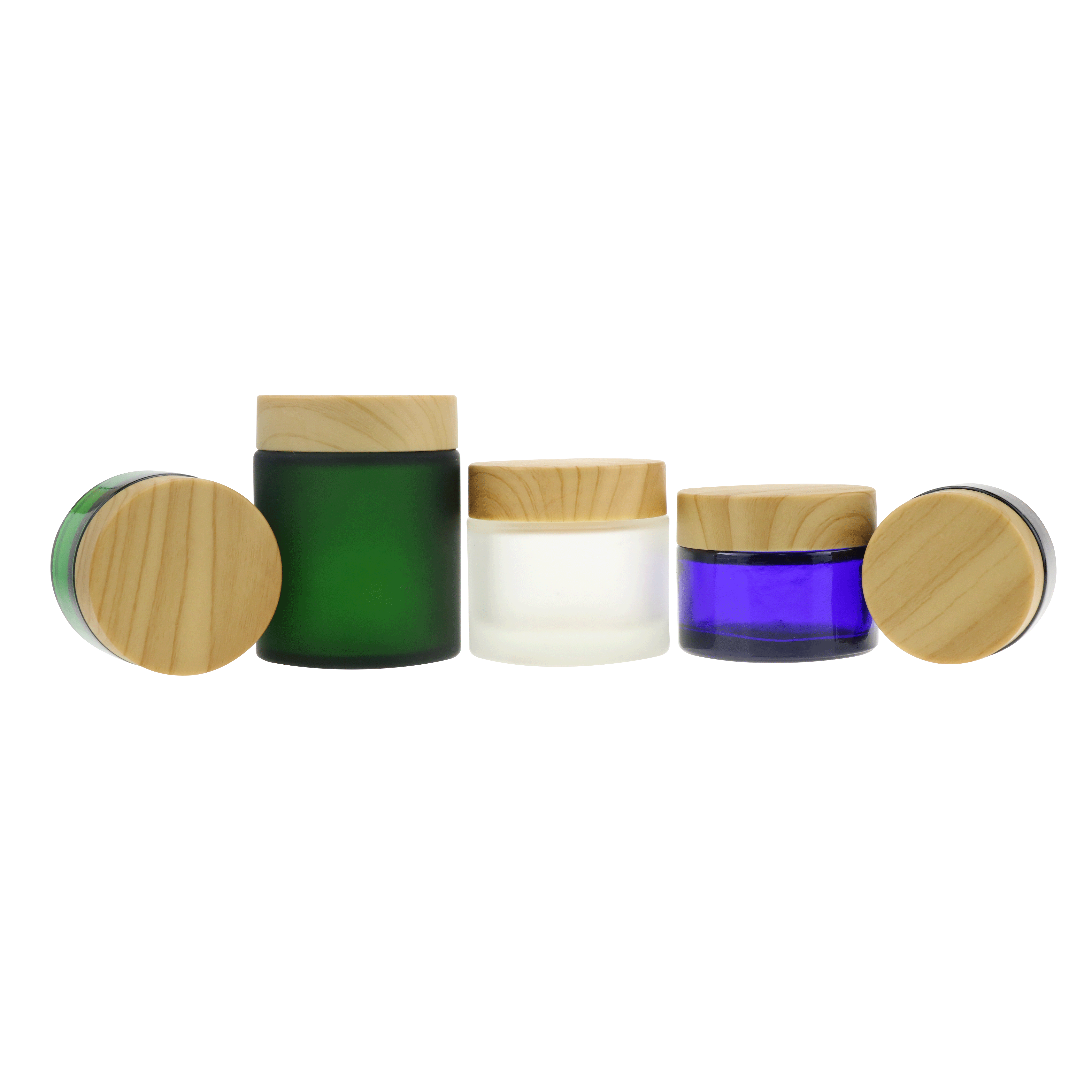 Frosted green /amber 20g 30g 50g glass cosmetic cream jar wide mouth medical salve container with airtight different lid