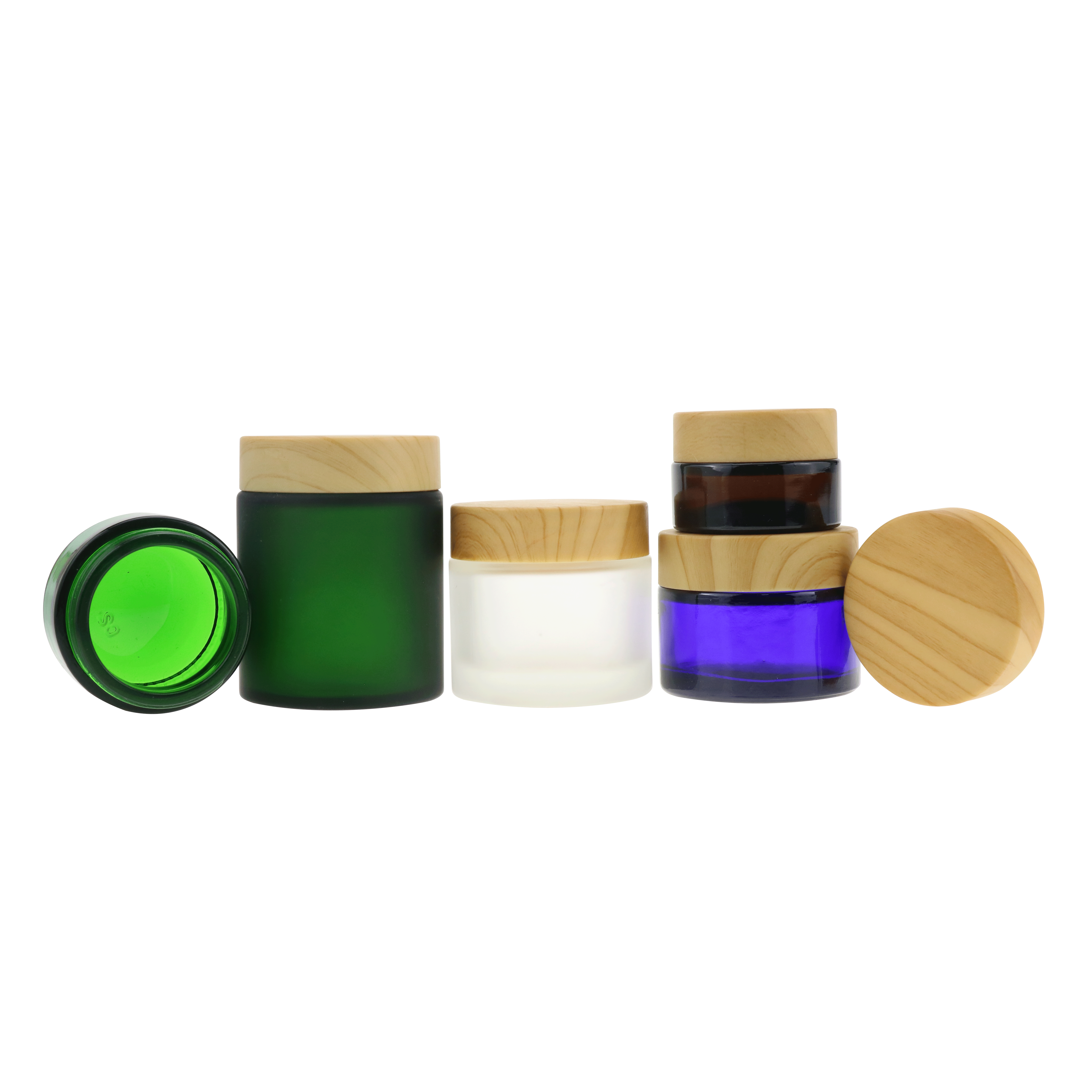 Frosted green /amber 20g 30g 50g glass cosmetic cream jar wide mouth medical salve container with airtight different lid