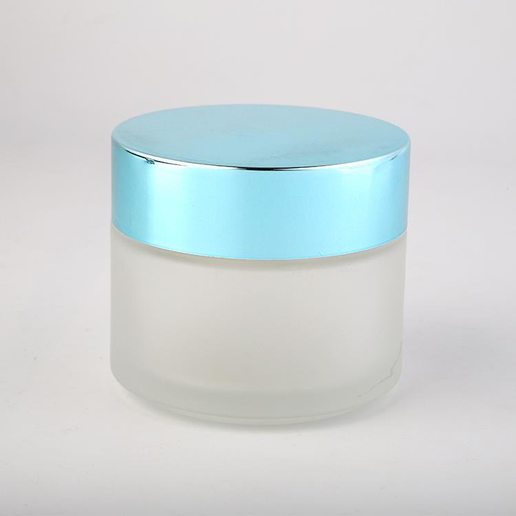 Frosted jar with metallic lid for cosmetic and skin care products Glass cosmetic jar for cream YC011-100g glass jar