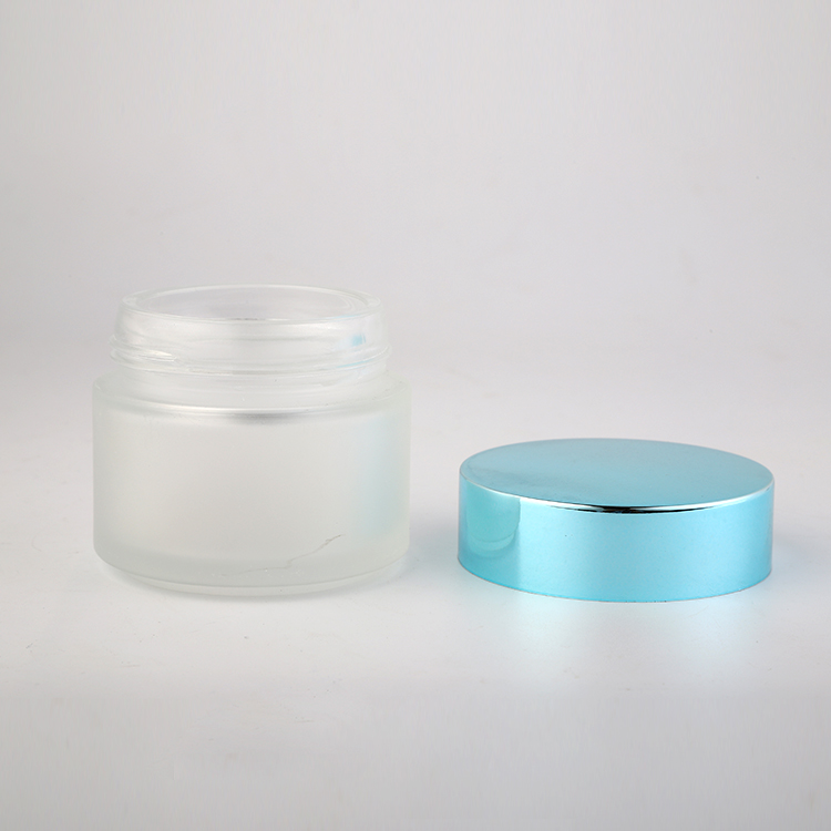 Frosted jar with metallic lid for cosmetic and skin care products Glass cosmetic jar for cream YC011-100g glass jar