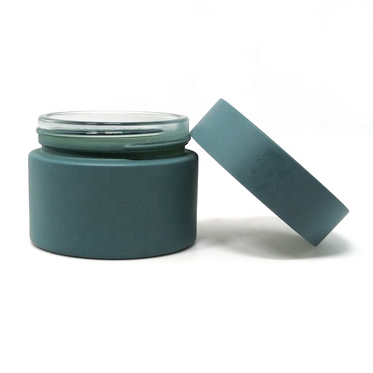 Frosted matte glass jar customs printing container and cap 30g 1oz 30ml cosmetic packaging cream jar