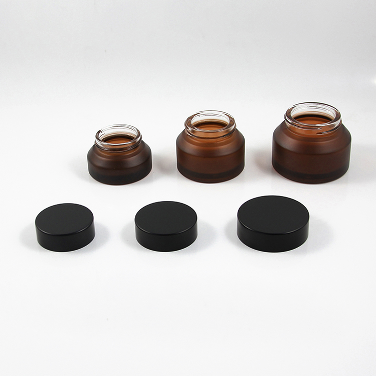 Frosted pink /green /amber 15g 30g 50g glass cosmetic cream jar wide mouth medical salve container with airtight different lid