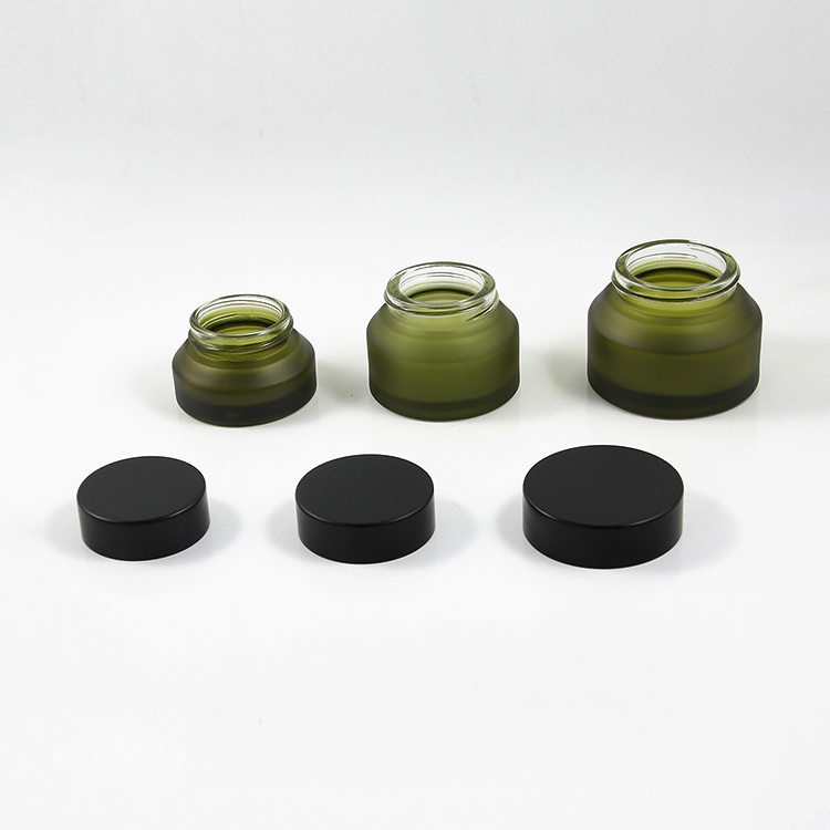 Frosted pink /green /amber 15g 30g 50g glass cosmetic cream jar wide mouth medical salve container with airtight different lid