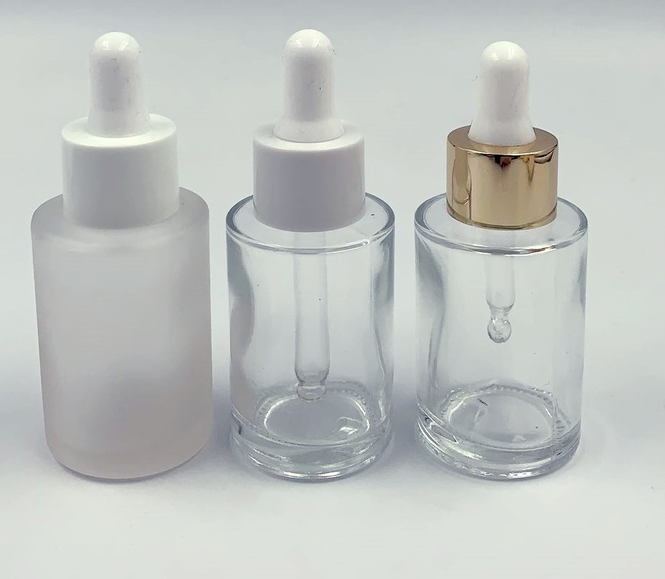 Frosted round shape 20ml flat shoulder dropper glass bottle