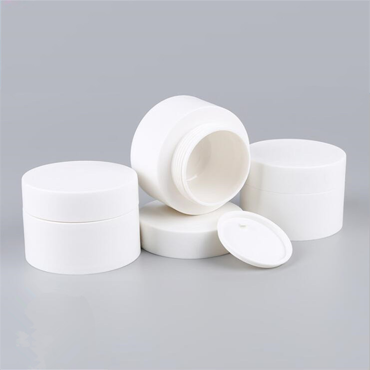 Frosted white PP plastic Container cream Jar 50ml 80ml 50g 80g Cosmetics Storage bottles boxes with screw cap hand pad
