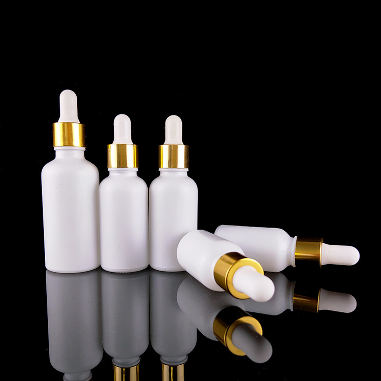 Frosted white boston round glass 5~100ml e liquid bottle 30ml with graduated dropper
