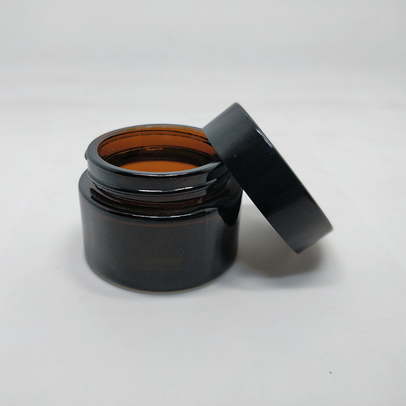 Frosted wide mouth purple glass container jar black lids 20g package Skincare frosted glass jars and lids 50g cosmetic packaging