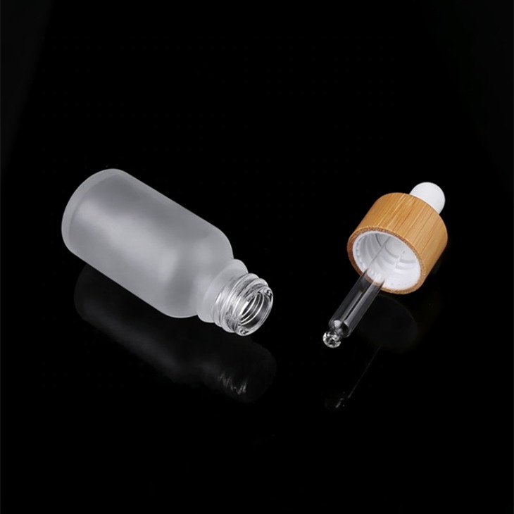 Frosted wood dropper bottle 15ml Bamboo cap essential oil dropper bottles for wholesale