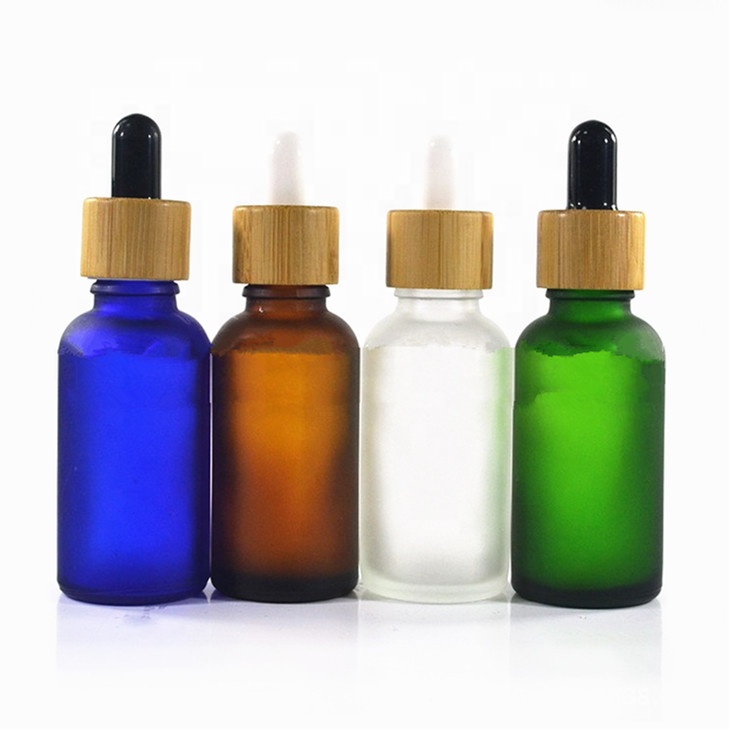 Frosted wood dropper bottle 15ml Bamboo cap essential oil dropper bottles for wholesale