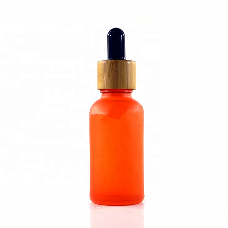 Frosted wood dropper bottle 15ml Bamboo cap essential oil dropper bottles for wholesale