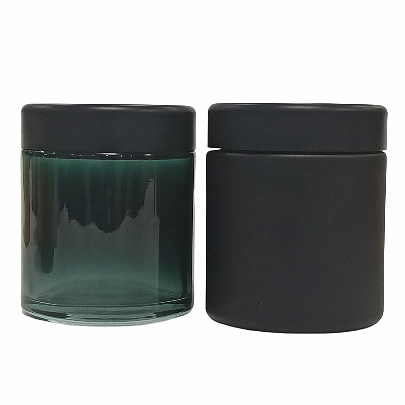 Frosted1 oz 2 oz 4 oz glass jars hemp uv black stash container custom matte container flower smell proof child proof jar