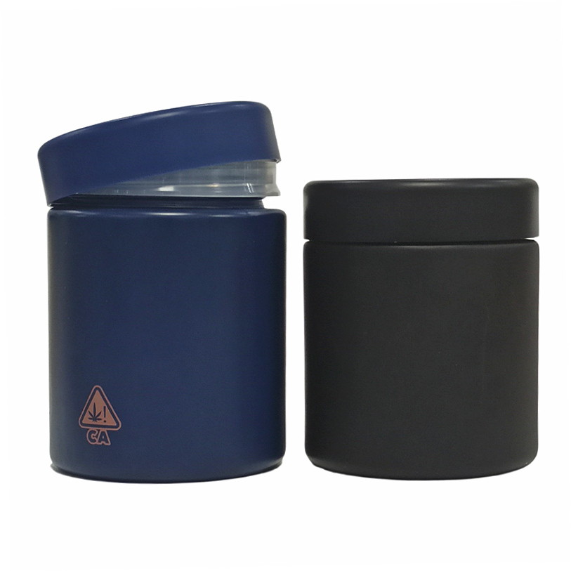 Frosted1 oz 2 oz 4 oz glass jars hemp uv black stash container custom matte container flower smell proof child proof jar