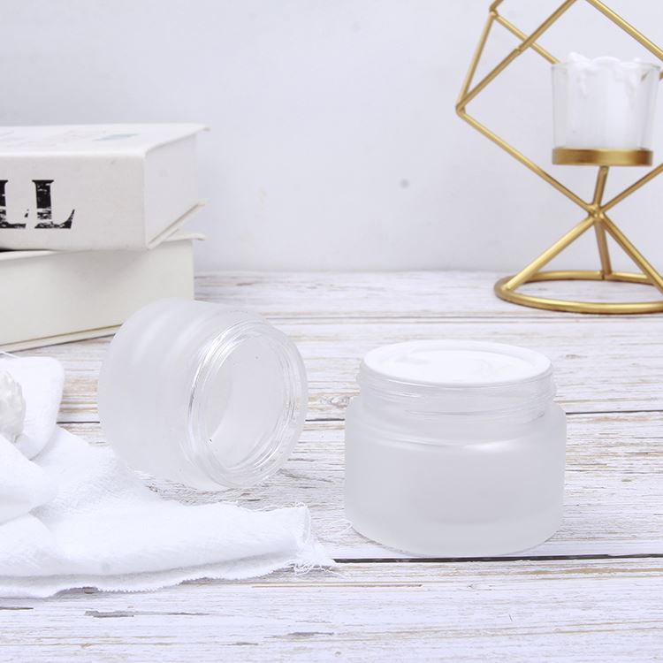 Frosting skin care cream packaging container cosmetic jar with aluminum lid