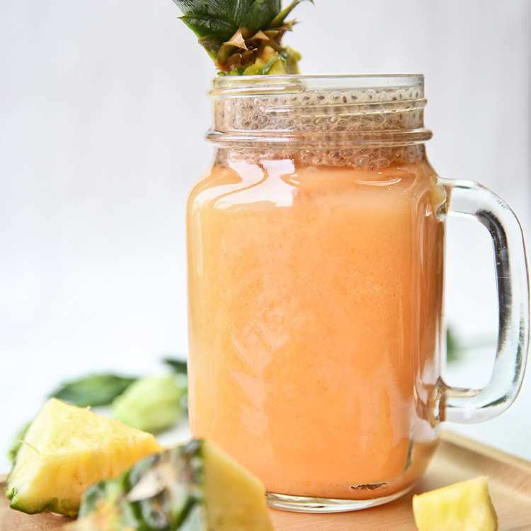 Fruit Juice Design Glass handle mason jar mugs with straw lid