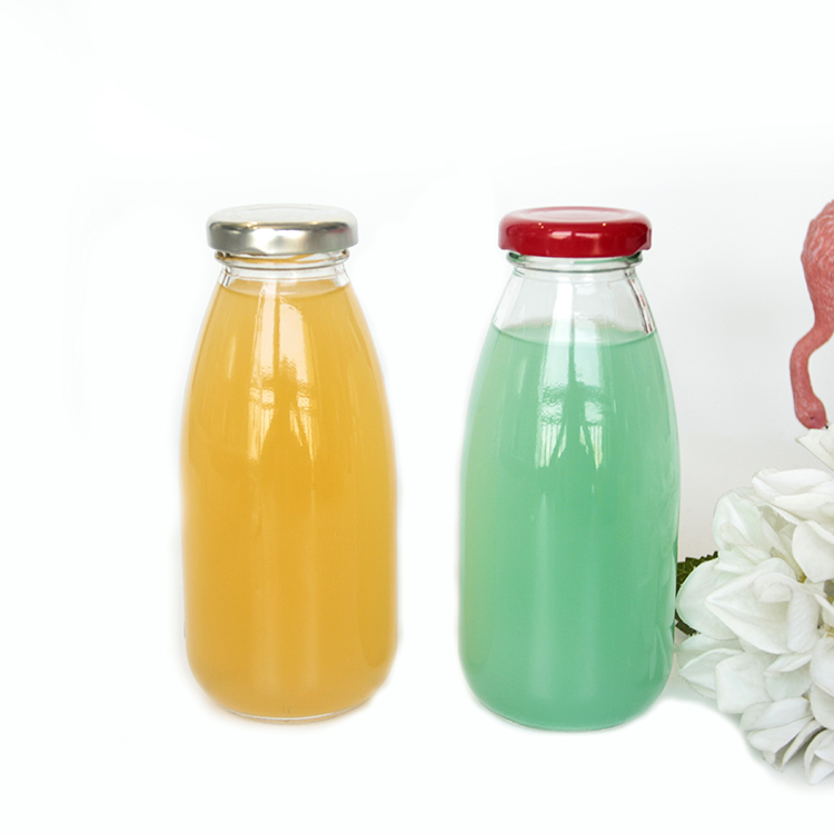Fruit Juice Milk Packaging 10 oz Glass Juice Bottle with Lid