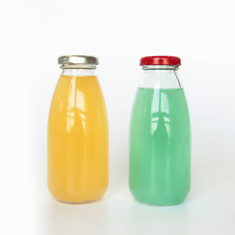 Fruit Juice Milk Packaging 10 oz Glass Juice Bottle with Lid
