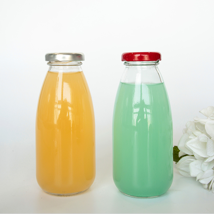 Fruit Juice Milk Packaging 10 oz Glass Juice Bottle with Lid