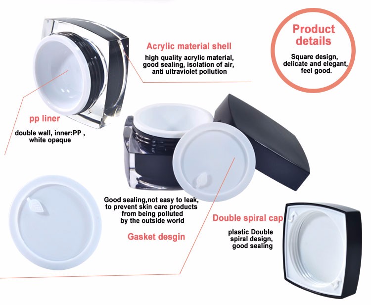 Full size 15g 30g 50g acrylic empty plastic cosmetic cream jars for facial cream