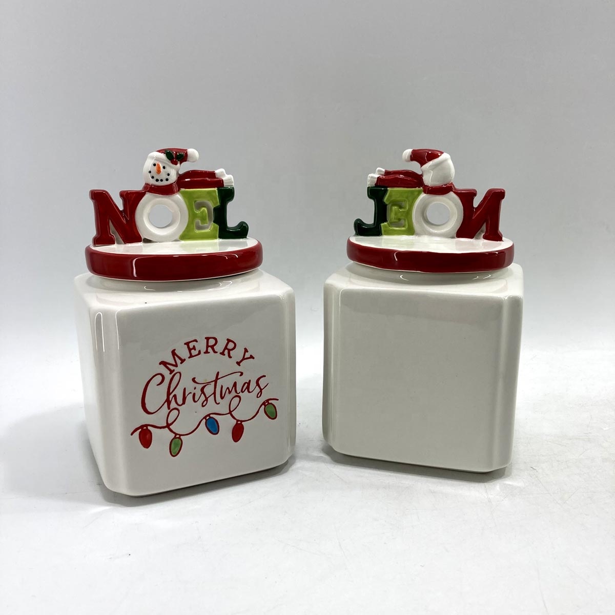 Funny snowman ceramic storage jar