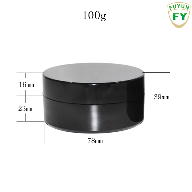Fuyun 100g Black Skin Care Cream Jars Plastic Hair Conditioner Jars with Screw Cap