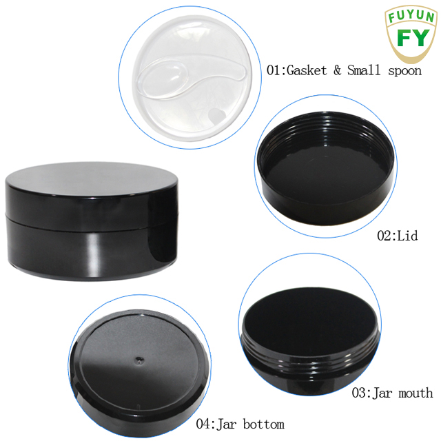 Fuyun 100g Black Skin Care Cream Jars Plastic Hair Conditioner Jars with Screw Cap