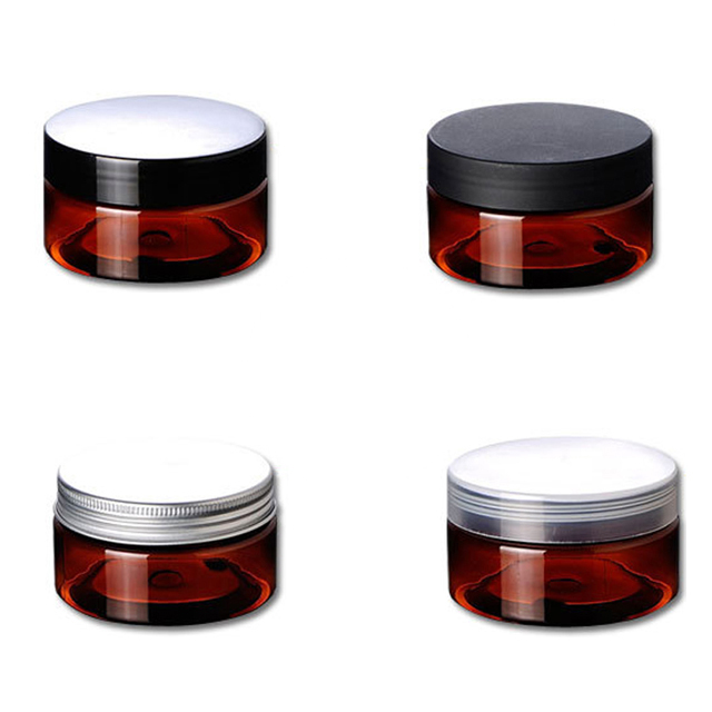 Fuyun 100g Cosmetic Cream amber pet Jar with Inner and Aluminum Cap for Skin Care Products