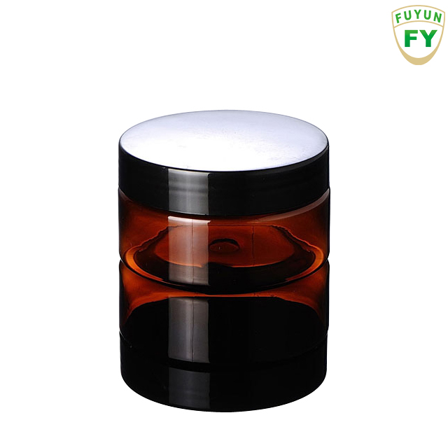 Fuyun 100g Cosmetic Cream amber pet Jar with Inner and Aluminum Cap for Skin Care Products