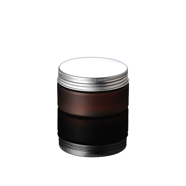 Fuyun 100ml empty amber frosted matt plastic cream jar with aluminum lid for mask or eye cream