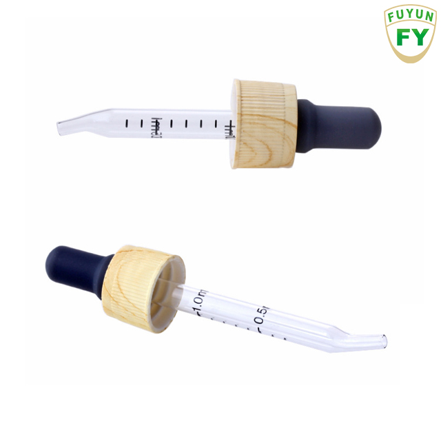 Fuyun 10ml/30ml bamboo cap essential oil bottle matte black red frosted glass bamboo dropper bottle